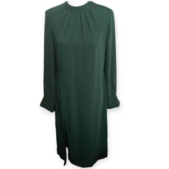 H&M DARK GREEN SLIT FRONT DRESS SZ.4 EUC. - Picture 2 of 9